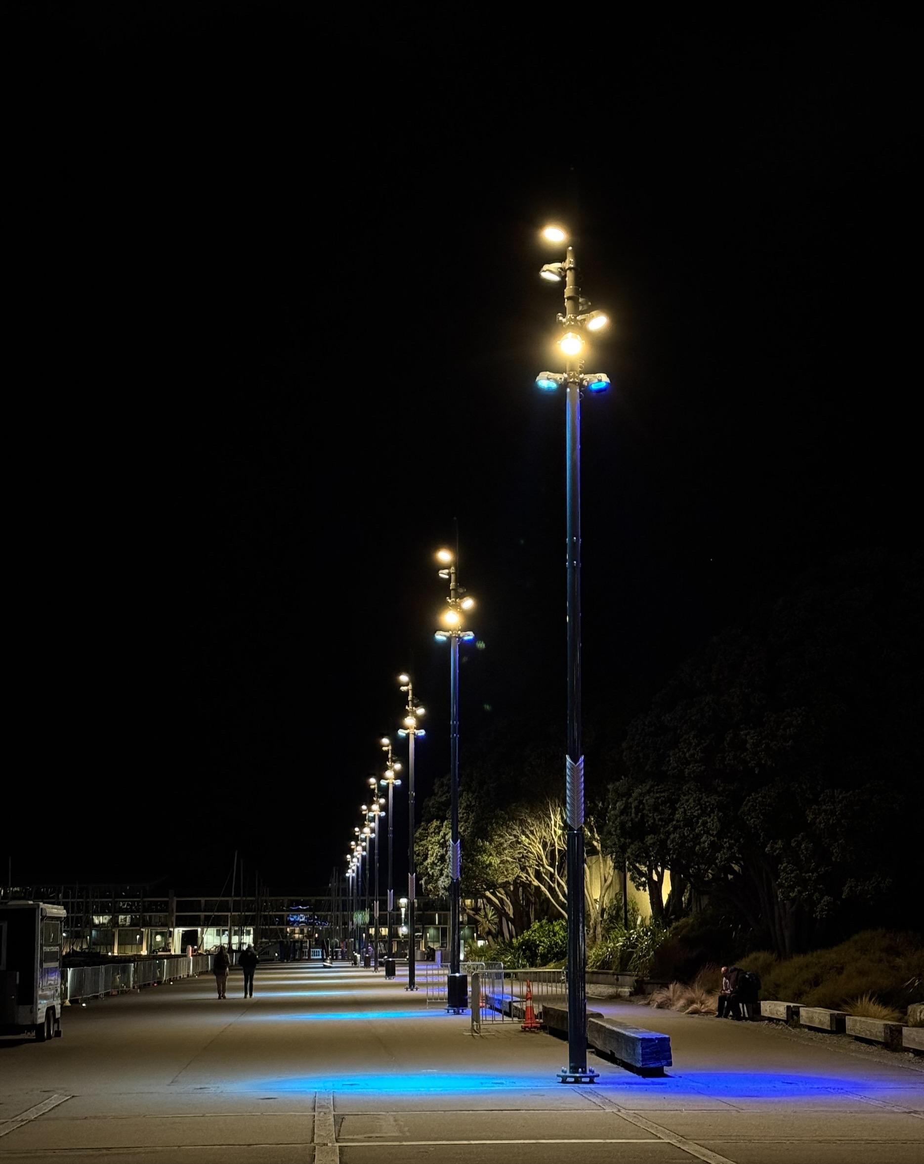 Street lights on the waterfront.