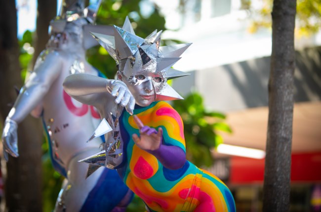 Colourful performer at CubaDupa 2025.