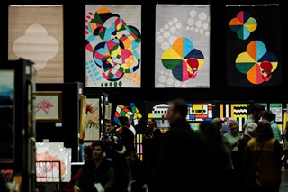 Glimpse inside the NZ Art Show exhibition in Wellington.