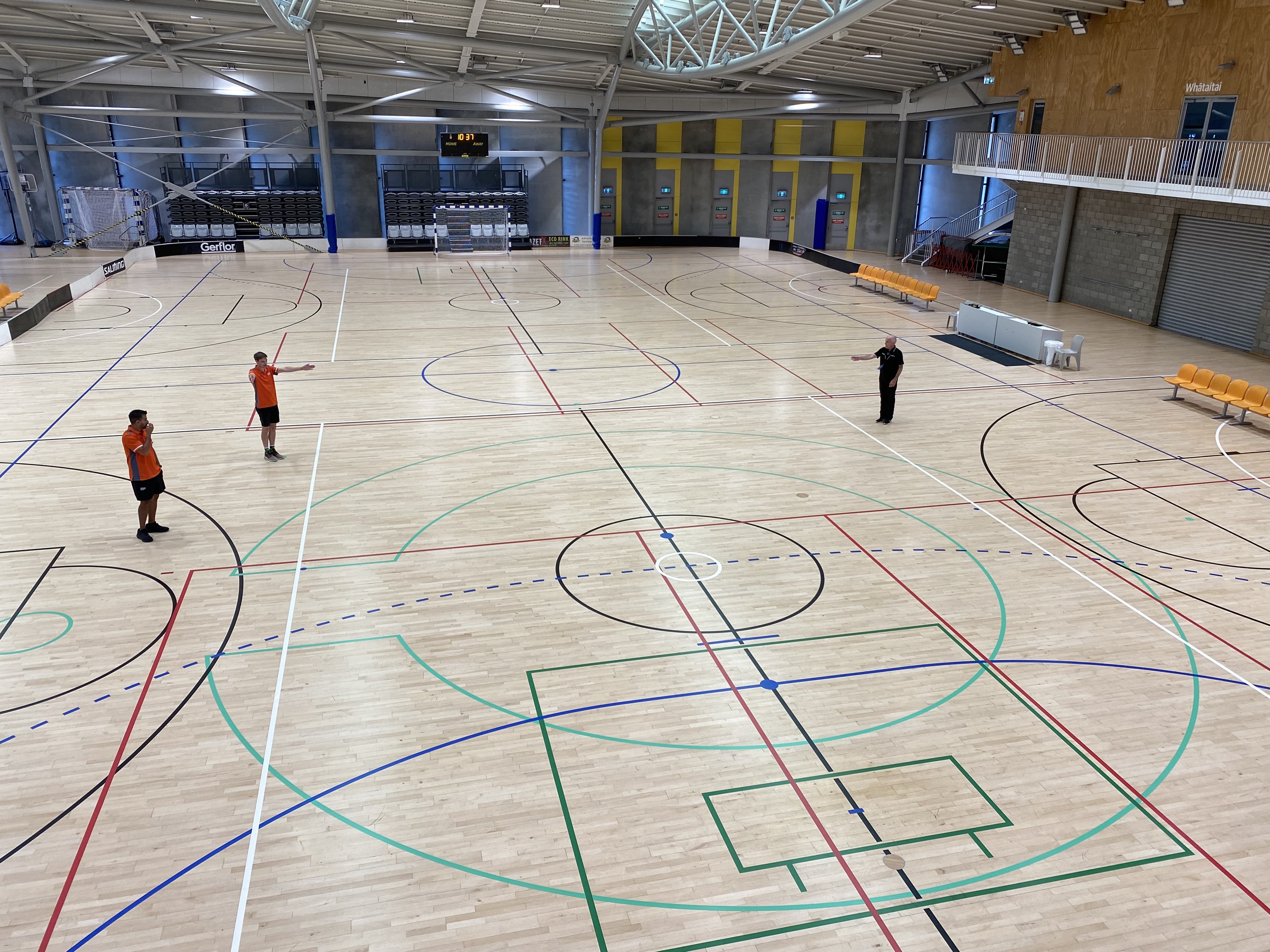 Ki-o-rahi lines on a court