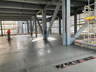 Concrete being poured on level three of the sludge minimisation facility at Moa Point.