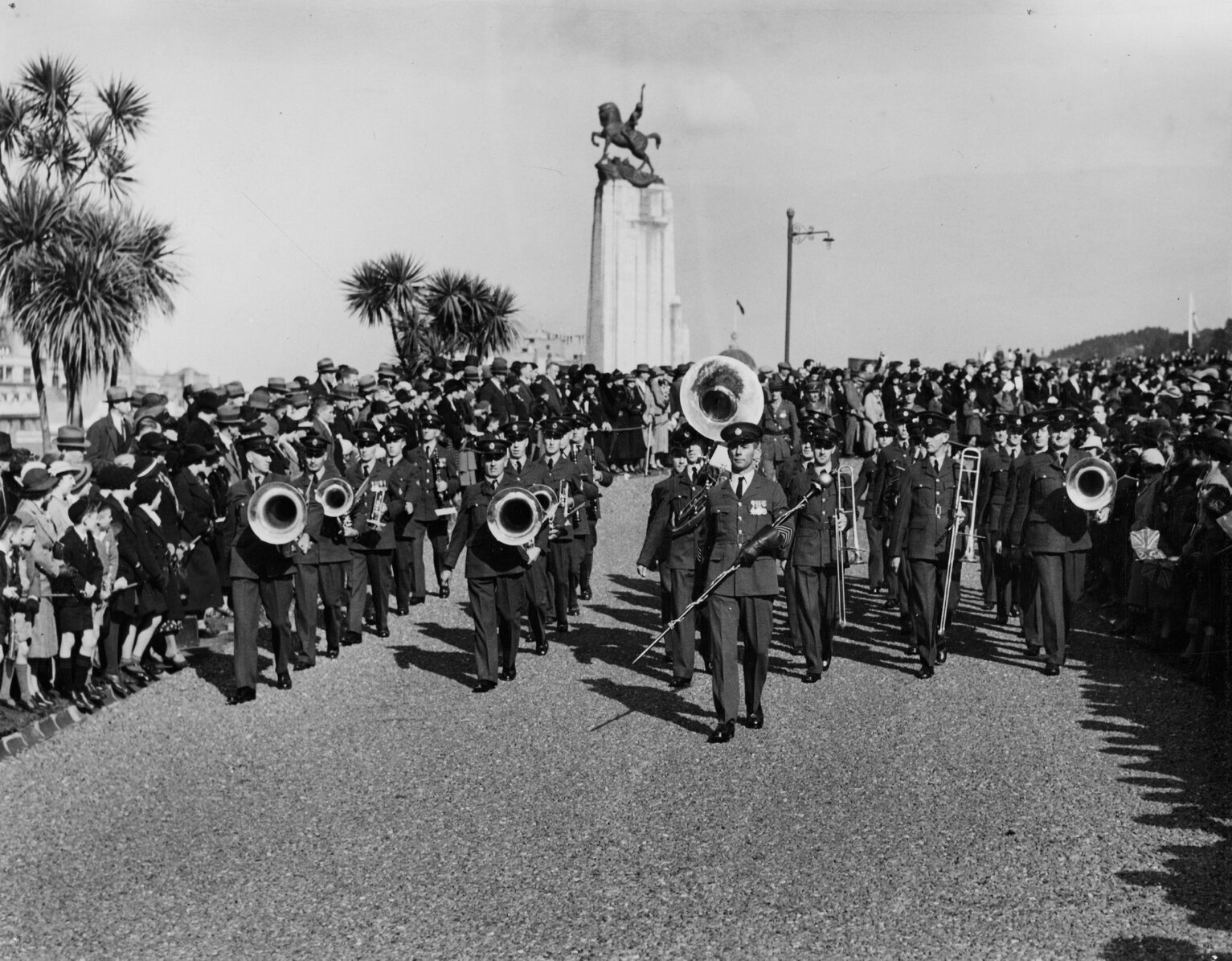 A band performing infront of the Cenotaph.