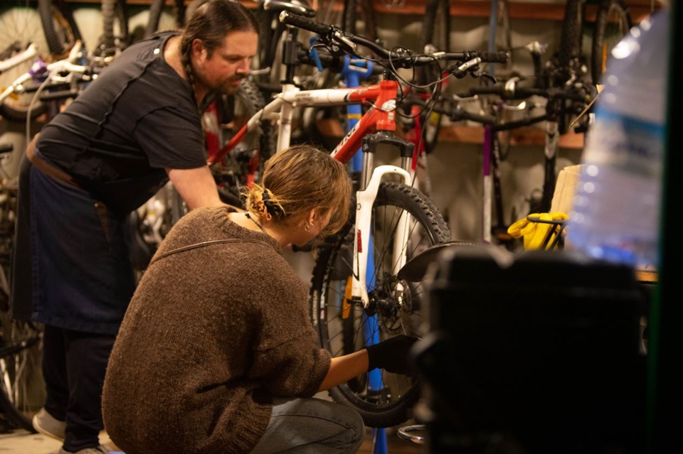 EkeRua ReBicycle servicing bike on site.