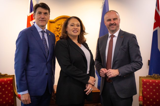 Left to right: Australian High Commissioner to NZ Daniel Sloper PSM, Mayor Tory Whanau, and ACT Chief Minister Andrew Barr.