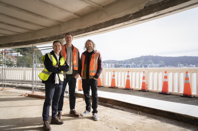 Photo credit Makato Takaoka: Ben Bayly with Garage Project's Ian Gillespie & Jos Ruffell
