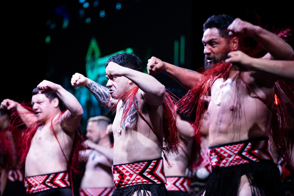 Kapa Haka performers at Tākina for Te Hui Ahurei Reo Māori 2024.