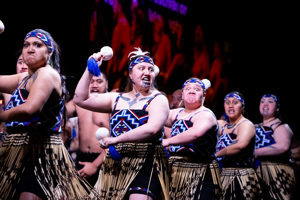 Kapa Haka performers at Tākina for Te Hui Ahurei Reo Māori 2024.