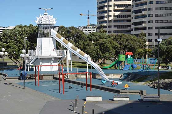 Slide and swings at Frank Kitts Park.