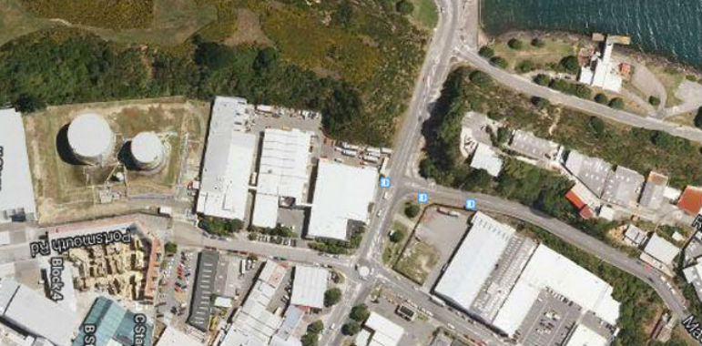 A satellite view of the former location of the Miramar gas works.