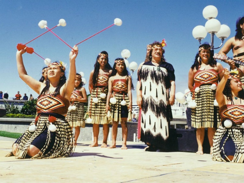 A Maori kapa haka group perform at Waitangi Day celebrations in 1995.