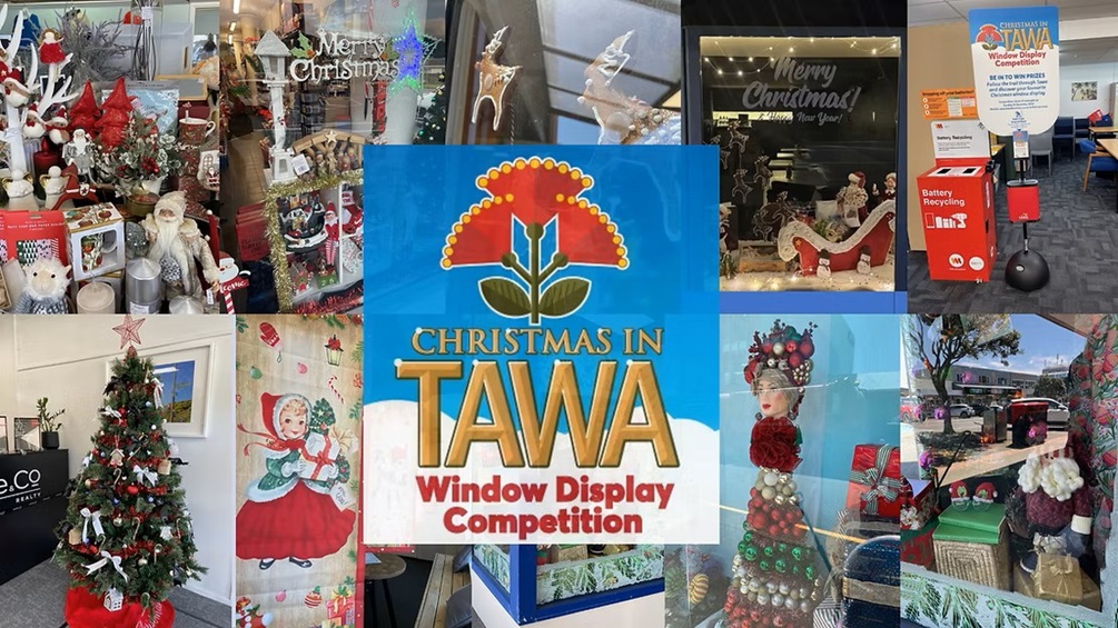 Collection of images of shops in the Tawa Christmas window display competition.
