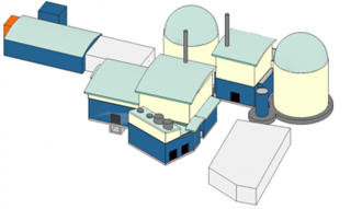 A concept illustration of a proposed treatment plant, showing two domes and associated buildings.