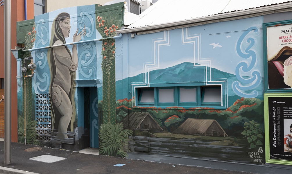 A mural painted on the side of a building in Garrett Street.
