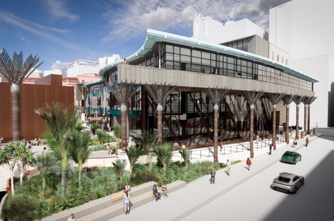 Artist's impression of the new library building viewed from Victoria Street.
