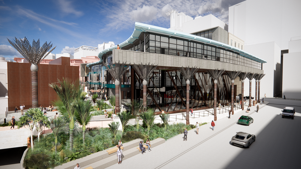 Artist's impression of the new library building viewed from Victoria Street.
