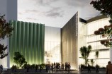 A render of the proposed Town Hall at night from Wakefield Street 