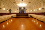Original matai flooring in Wellington Town Hall's main auditorium.
