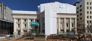 Wellington Town Hall during redevelopment).