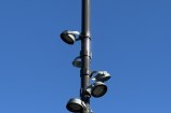 Seagull sitting on top of a waterfront light.