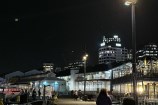 Waterfront at night after lighting improvements.