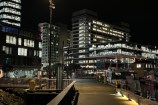 Waterfront at night after lighting improvements.