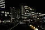 Waterfront at night before lighting improvements.