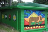 Mural on a bus shelter near Wellington Zoo