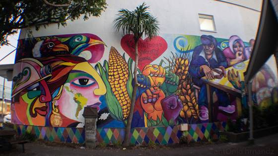 Mural by the Latin Collective, in Riddiford St, Newtown.
