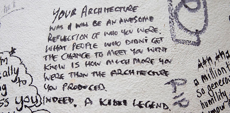 Your architecture was and will be an awesome reflection of who you were. What people who didn't get the chance to meet you won't know is how much more you were than the architecture you produced. Indeed. A kiwi legend.