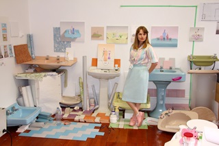 Artist Emily Hartley-Skudder in her studio.