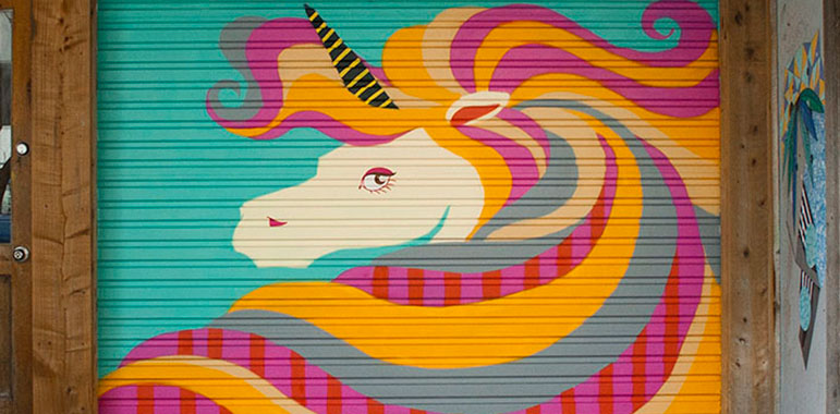 Close up: Multicoloured unicorn.