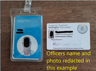 Identification carried by Council building inspectors.
