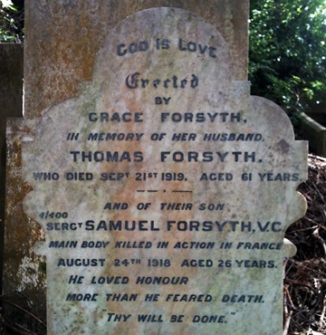 Samuel Forsyth's gravestone.