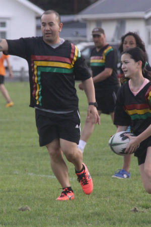 Female playing rugby