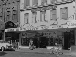 Courtenay Chambers building in 1957 - home to Martins Shoes for over 30 years.