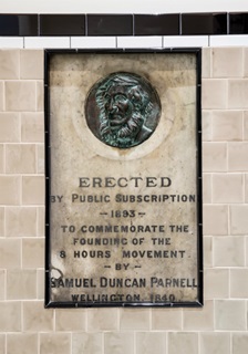 A plaque in the Wellington Trades Hall