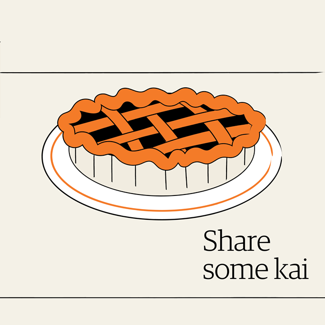 Picture of a pie. Text 