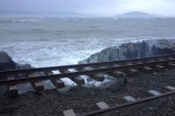 A damaged railway track as a result of a weather event