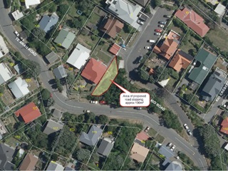 Aerial view of 114 Te Anau Road and adjacent land.