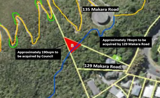 Aerial map of 129 Makara Road and surrounding land.