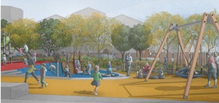 Artist impression of new Frank Kitts Park