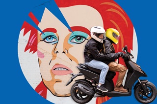 Council is using street art from around the CBD to help promote safe riding to people on mopeds 