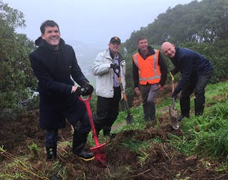 Image of team digging on Mt Vic for Arbor Day