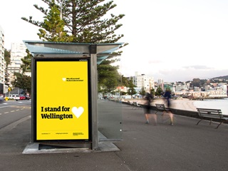 Image of Stand for Wellington ad in bus stop ad shell in Oriental Bay