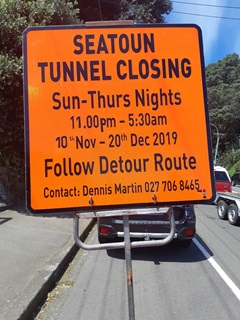 Image of sign in front of Seatoun Tunnel