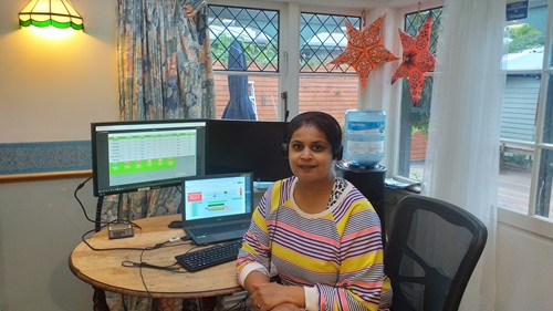 Contact Centre Team Leader Enisha Kilkelly in her home office.