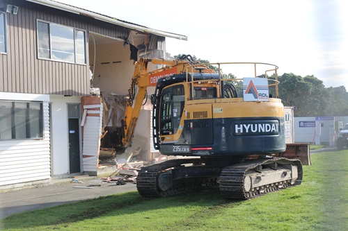 Demolition of buildings at Alex Moore Park has begun.