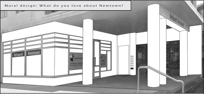 Image of area where mural design is to be placed in community project for Newtown Library