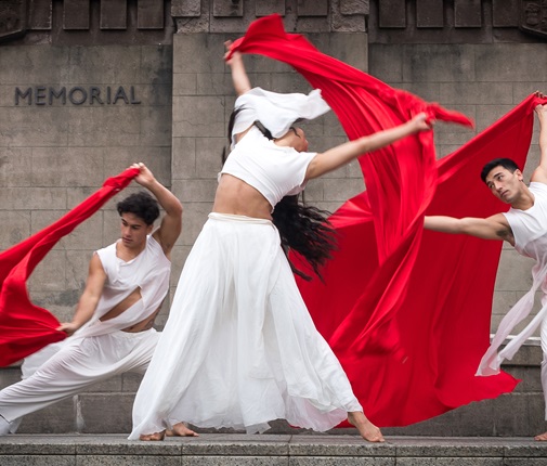 Image of dancers performing as part of the Performance Arcade and City as a Theatre