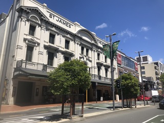 The St James Theatre as seen from Courtenay Place. 